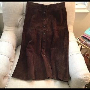 Suede midi skirt-Vintage